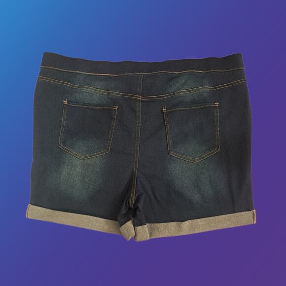 Ladies 3XL Rolled Cuff Shorts with Drawstring Design Rinse Wash Jean Color - Picture 2 of 9